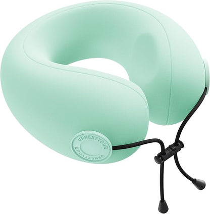 Travel Neck Pillows for Airplane Adults, Memory Foam Neck Support Travelling Pillow with Washable Cotton Pillowcases and Storage Bag, for Car, Train, Flight, Office and Home Use Adult Green