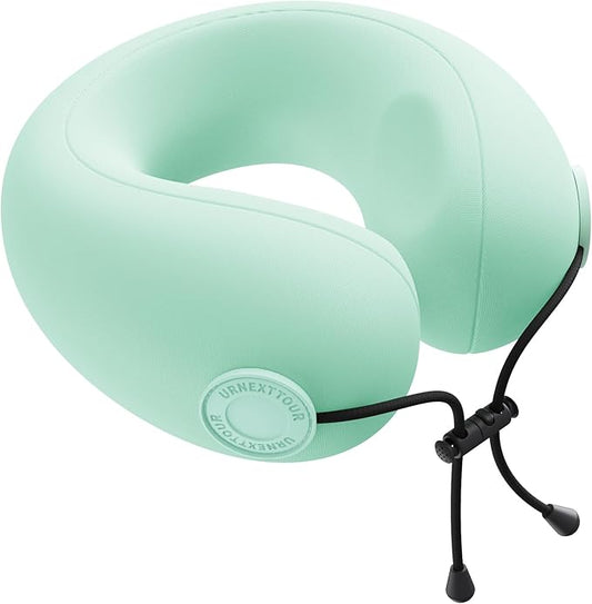 Travel Neck Pillows for Airplane Adults, Memory Foam Neck Support Travelling Pillow with Washable Cotton Pillowcases and Storage Bag, for Car, Train, Flight, Office and Home Use Adult Green