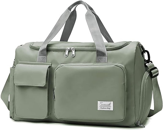 Travel Duffel Bag with Shoes Compartment Sports Gym Bag with Dry Wet Separated Pocket for Men and Women, Overnight Bag Weekender Bag Training Handbag Yoga Bag - Dark Green