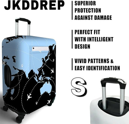 World Plates Travel Luggage Cover, Travel-Themed Suitcase Protector Stretchable, Washable Travel Suitcase Cover (S for 18-20 Inch Luggage)