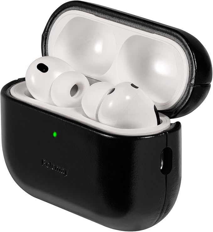 Belemay Handcrafted Oil-Waxed Leather Case for AirPods Pro 3rd Gen (2025), Genuine Cowhide, Smooth Glossy Lively Two-Tone Patina, Compatible with MagSafe, Compatible with Airpods Pro 3, Obsidian Black