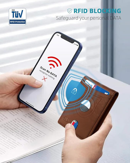 Zitahli Men's Wallets Airtag Holder Slim Rfid Leather with Gift Box