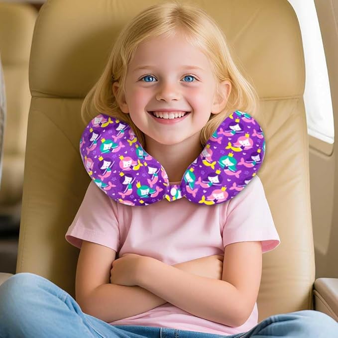 AGSDON 5 Piece Kids Luggage Set for Girls, Cute Rolling Wheels Suitcase for Toddler, Children Travel Carry on Suitcase -Mermaid