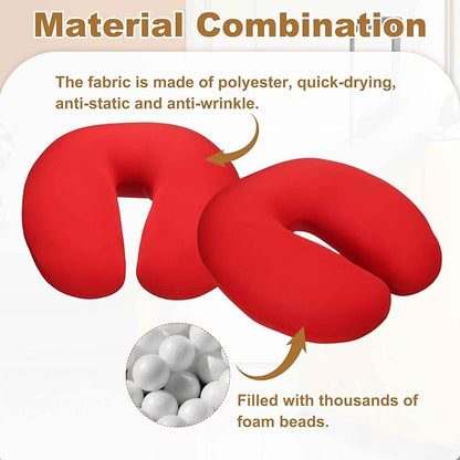 HARFINGTON 2pcs Travel Pillow Airplane Neck Pillow U-Shaped Filled with Foam Beads Stuffable Classic for Sleeping Neck Chin Lumbar Support, Red