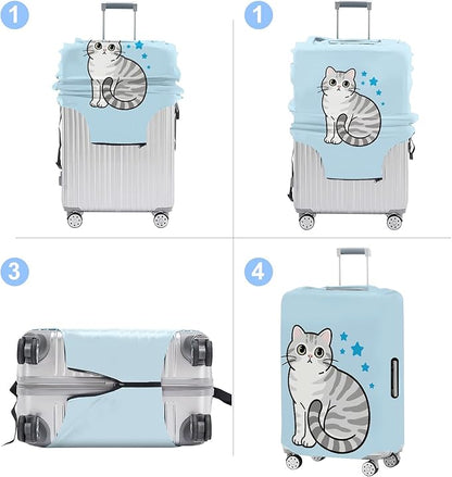Luggage Cover Washable Suitcase Protector Anti-scratch Suitcase cover Fits 20-34 Inch Luggage (Cat, L(28-30inch suitcase))