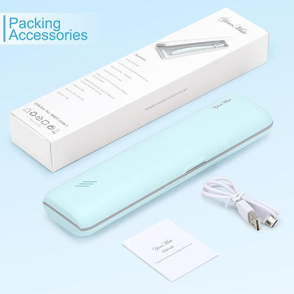 YourMate UVC Toothbrush Case Travel Toothbrush Covers Case for Houshold and Traveling Power by AA Battery or USB-C Blue