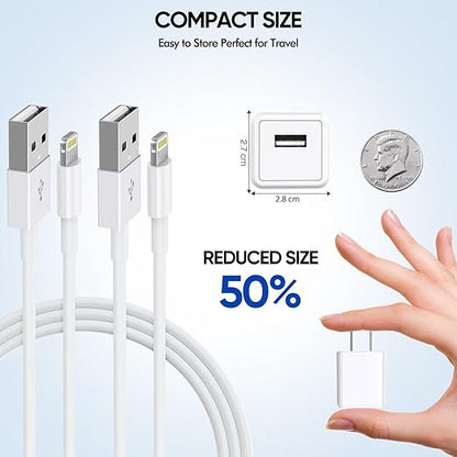 iPhone Charger, [Apple MFi Certified] 2 Pack 10ft iPhone Charger Data Sync Transfer Lightning Cable with Travel USB Wall ChargerBlock Compatible with iPhone13/12/11 Pro/SE/XS/X/XR/8/7/iPad/AirPods