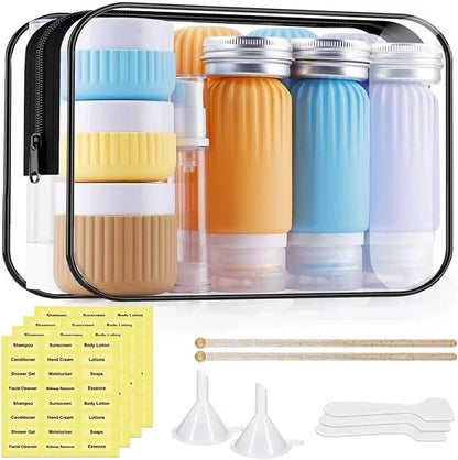 Silicone Travel Bottles, 25 Pack TSA Approved Travel Size Containers for Toiletries, Leak Proof Refillable & Squeezable Toiletry Bottles Kit with Clear Bag for Shampoo Lotion Cream Conditioner