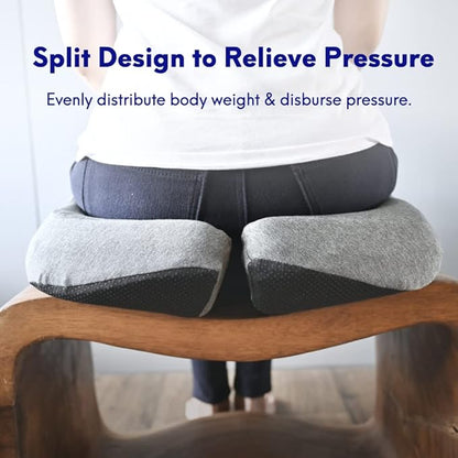 C CUSHION LAB Patented Pressure Relief Seat Cushion for Long Sitting Hours on Office/Home Chair, Car, Wheelchair - Extra-Dense Memory Foam for Hip, Tailbone, Coccyx, Sciatica - Light Grey