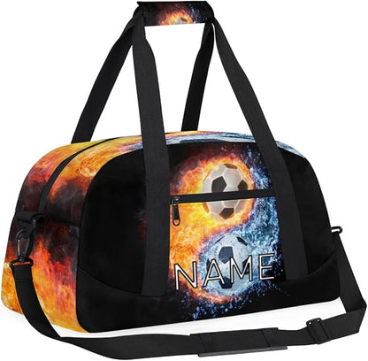 Personalized Kids Duffel Bag for Girls Boys Traveling Soccer Yin Yang Tai Chi Small Sport Gym Bag Custom Overnight Weekender Tote Bag Carry on Teen Dance Bag for Gymnastic Ballet