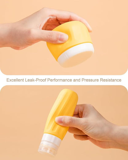 Travel Bottles for Toiletries 8 Pack, Travel Size Toiletries, Tsa Approved Travel Size Containers 3oz, with Travel Essentials Clear Bag, Leak Proof Silicone Squeezable Creams Jars