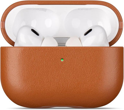 LOPIE Leather Case for AirPods Pro 2nd Generation - Handmade AirPods Pro 2 Case Cover with Lanyard - Made of Full Grain Leather - Drop Protection Hard Shell Cover - Wireless Charging Compatible, Brown