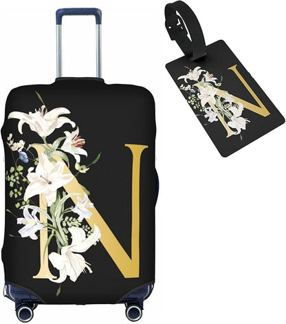 Decorative N Suitcase Protectors Elastic Washable Luggage Covers With Concealed Zippers For 18-32 Inch Luggage (Size M: Fits 22-24 Inch)