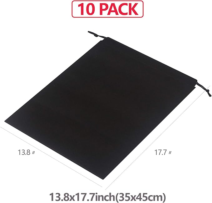 Set of 10 Jumbo Shoe Bags for Travel Non-Woven with Rope for Men and Women Large Shoes Pouch Storage Packing Organizers