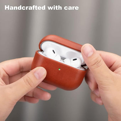LOPIE AirPods Pro 1st Gen Leather Case Cover - Handmade, Natural Grain Cowhide - Brown