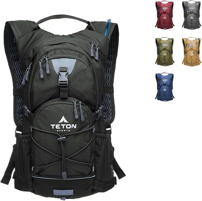 Teton Oasis/Trailrunner Hydration Backpack – Lightweight Water Pack with 2L/3L Bladder for Hiking, Running, Cycling, Biking – 2L/18L/22L Sizes – Sewn-in Rain Cover – Fits Men and Women