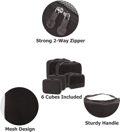 DoubleTrip Packing Cubes for Suitcases Carry on Luggage Organizer 6 Set Travel Accessories Lightweight Storage Bag Space Saver Clothes Pouch Large