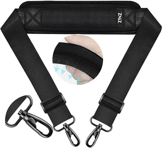ZINZ 74" Shoulder Strap with Fixed Pad and Dual Balanced Buckles，Black
