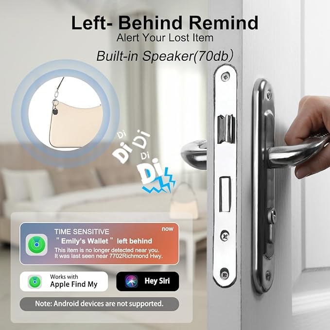 Find My - Keys Finder Locator with Sound, 4 Pack Air Tracker Smart Tag Through [Apple MFi Certified] (iOS Only), Bluetooth Tracker for Apple Find My, for Key, Bags, Luggage, Pet, Wallet