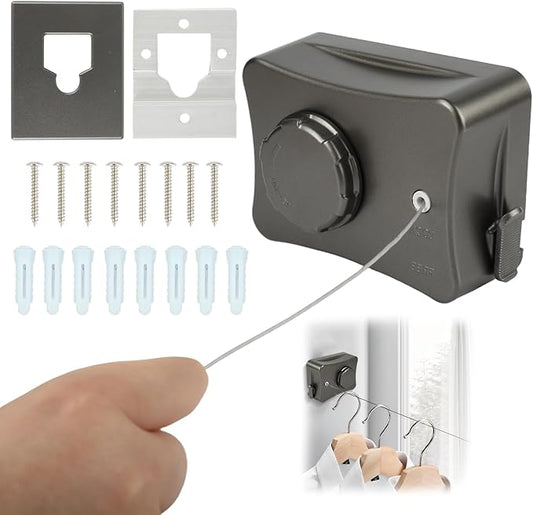 Retractable Clothesline, Retractable Outdoor Clothes Line, Heavy Duty Clothes Drying Laundry Line Wall Mounted Stainless Steel Line for Home, Travel, and Outdoor Use