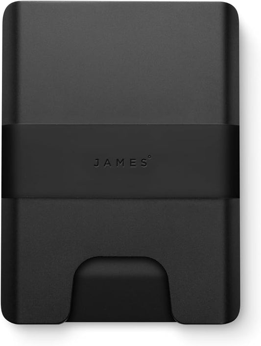 JAMES° The Lowe Minimalist CNC-Machined Aluminum Men's Wallet, Naturally RFID-Blocking, Simple, Clean, Slim - Black + Black