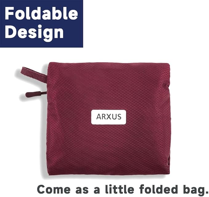 Arxus Foldable Tote Bag for Travel Expandable Lightweight Carry On Luggage 22L Packable Duffle Bag for Traveling