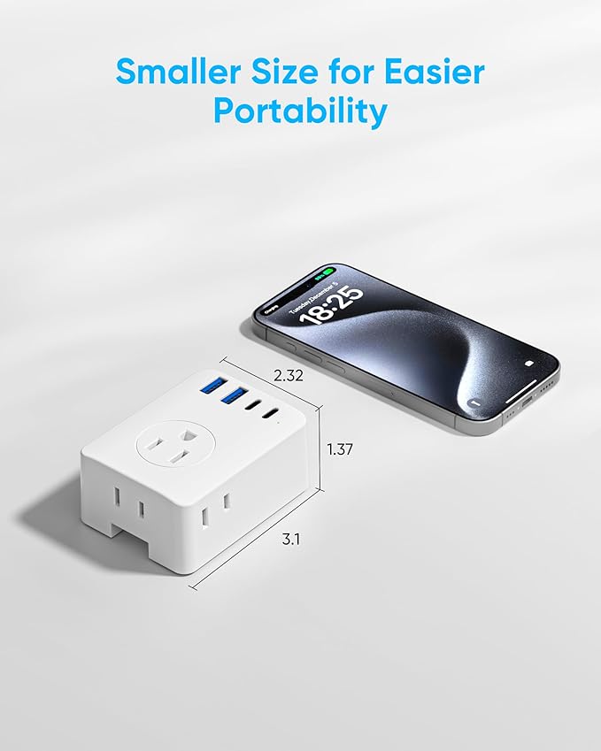 European Travel Plug Adapter, Detachable Adapter Type C/G/E/F Plug, 4 AC Outlets, 4 USB Ports (2 USB C), EU UK Germay France Greece Travel Plug Adapter