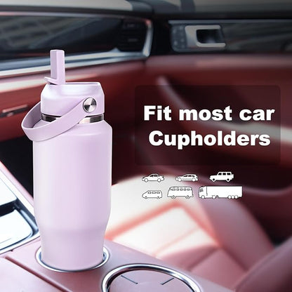 32oz Insulated Water Bottle, Fit in Any Car Cup Holder, Water Bottle with Straw Lids, Stainless Steel Insulated Water Flask Double Wall Leak-proof BPA Free to Keep Cold&Hot