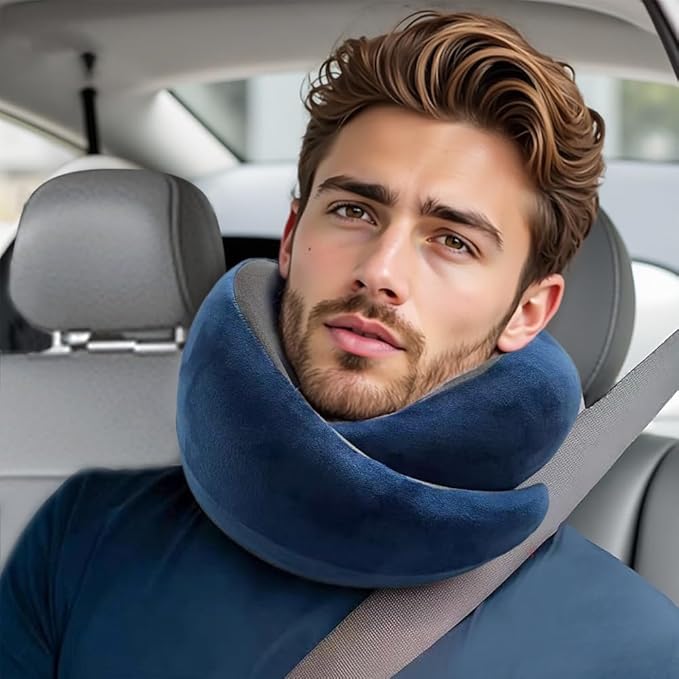 Snail Flexible Neck Pillow, Airplane Travel Pillow, Premium Memory Foam Travel Pillow, 360° Ergonomic Design, Asymmetrical Sides, Suitable for Office, Automotive, Washable Pillowcase