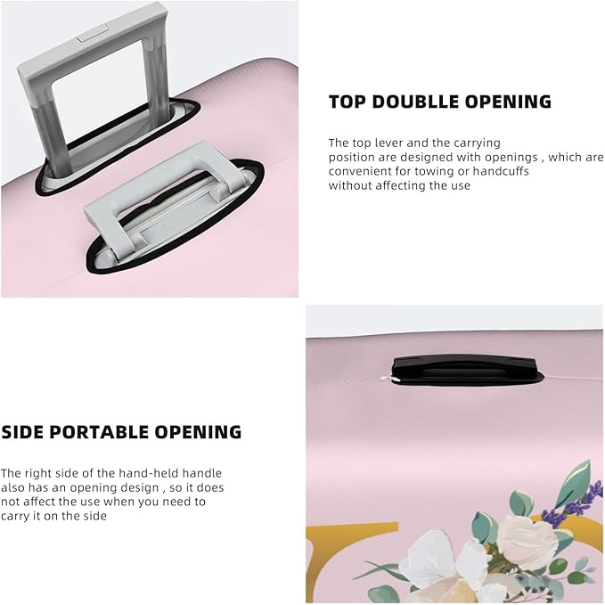 Flower Letter S Pink Luggage Cover Elastic Washable Stretch Suitcase Protector Anti-Scratch Travel Suitcase Cover for Kid and Adult L (25-28 inch suitcase)