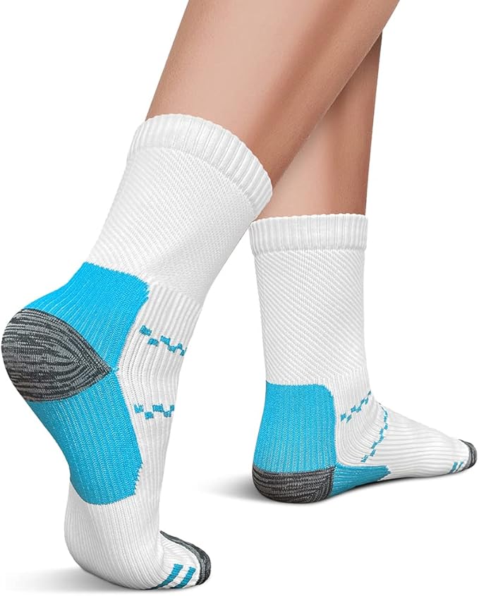 CHARMKING 6 Pairs Crew Compression Socks for Women & Men Circulation 15-20 mmHg is Best for All Day Wear Running Nurse