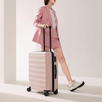 NINETYGO Large Checked Luggage 28 Inch, Checking In Luggage with Smooth Spinner Wheels, Lightweight, Hard Shell PC Suitcase, Lightweight Travel Luggage, TSA Approved (Pink, Rhine Basic)