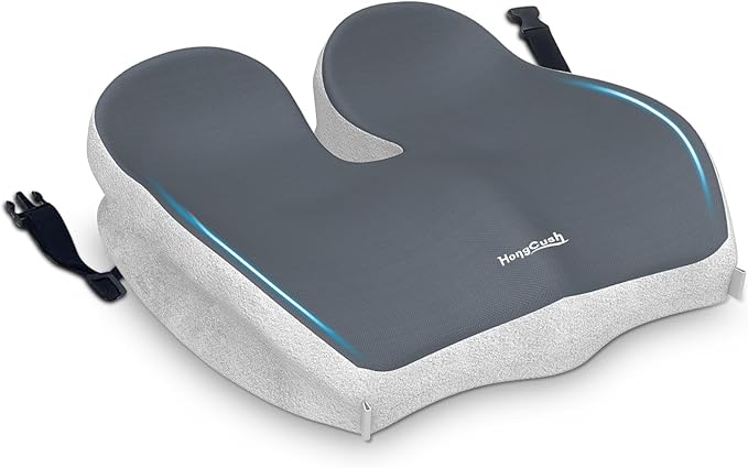 Seat Cushion Extra Thick Premium Memory Foam for Office Chair & Car, Pain Relief for Sciatica Tailbone Back, Orthopedic Comfort