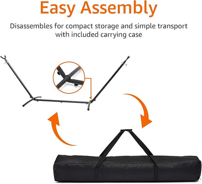 Amazon Basics 2 Person Heavy Duty Hammock Stand for Outside, Includes Portable Carrying Case, 9 foot, Black