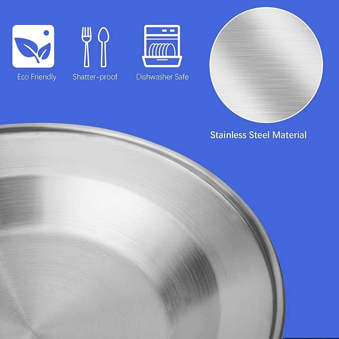 Stainless Steel Camping Cutlery Set - 8 Piece, Includes Spoons, Mugs, Bowls, Plates, Rags & Organizer Straps - Easy to Carry for Backpacking, Camping, Hiking and Picnics