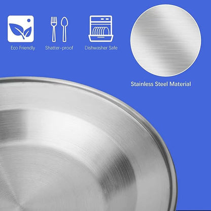 Stainless Steel Camping Cutlery Set - 8 Piece, Includes Spoons, Mugs, Bowls, Plates, Rags & Organizer Straps - Easy to Carry for Backpacking, Camping, Hiking and Picnics