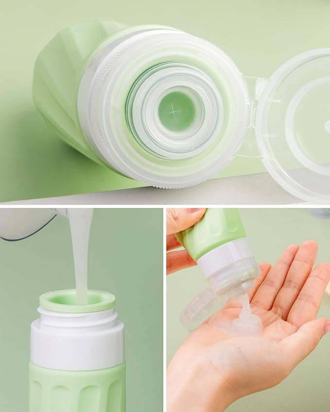 Travel Size Toiletries 10 Pack, TSA Approved 3oz & 1oz Silicone Refillable Containers with Clear Travel Bag
