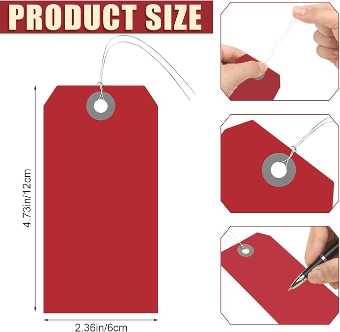 1000 Pcs Blank Manila Shipping Tags with Wire 4 3/4" x 2 3/8" Paper Hang Luggage Price Asset Gift Label Key Tags (Multicolor)