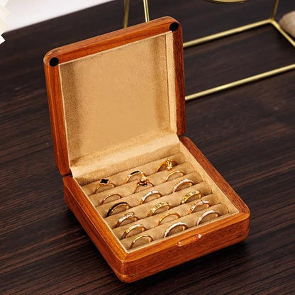 Bescott Solid Wood Small Rings Cufflink Earrings Box Jewelry For Travel Organizer Storage For Multiple Rings Wooden Case Holders For Women Men Gift