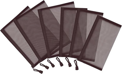 12 Pieces Zipper Nylon Mesh Pouch, Mesh Cosmetic Bags Makeup Bags Pencil Case, Multipurpose Travel Bags for Cosmetic School Office Supplies and Travel Accessories (Coffee, A5+B6)