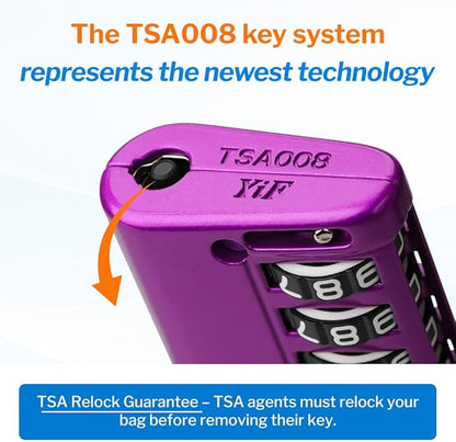 Forge TSA Approved Luggage Locks 4 Digit Combination TSA Travel Locks with TSA008, Open Alert Indicator, Zinc Alloy Body for Luggage, Suitcase, Backpack, and More. Purple 2 Locks.