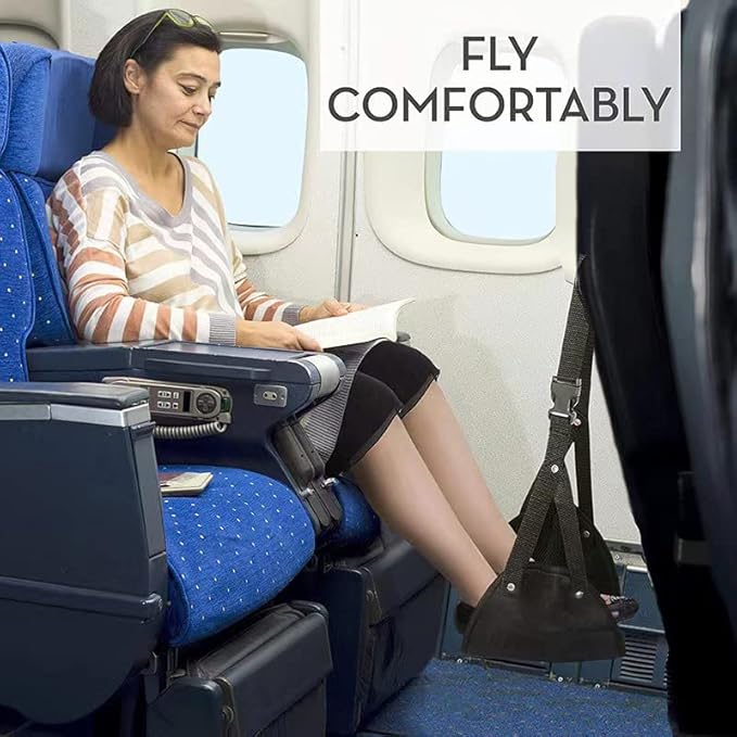 2 Pack Airplane Footrest,Travel Foot Hammock for Flights,Reduce The Swelling of Feet,Adjustable Height Relaxing Hammock for Legs and Feet Rest