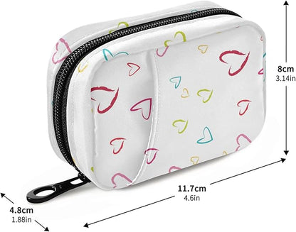 White Hearts Travel Pill Organizer Weekly Small Cute Pill Box 7 Day Pill Case Vitamin Holder Pill Bottle Organizer Vitamin