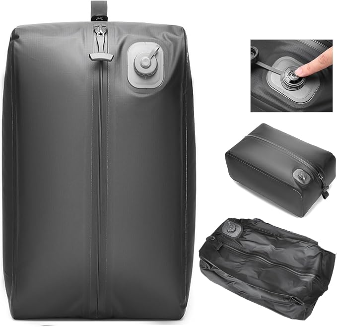 Vacuum Bags for Travel Organiser Packing Bag for Carry-On Luggage Backpack Suitcase Reusable Vacuum Seal Save Space Compression Bag with Built-in Pump & USB-C Charging waterproof Storage Bags(Black)