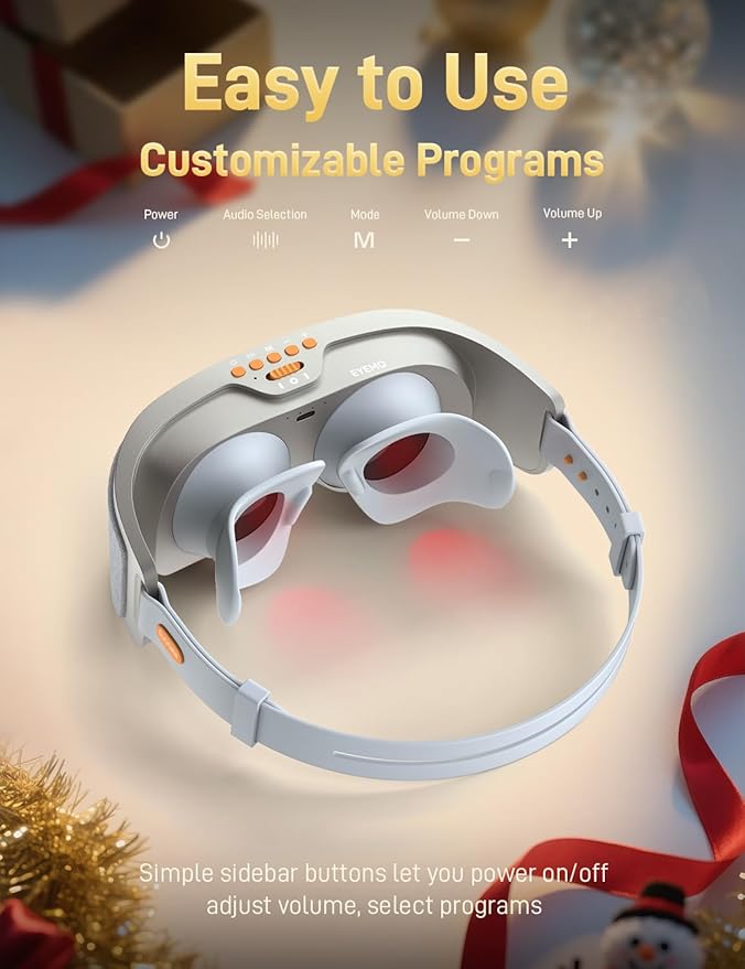 EVA BELLE Eye Mask Sleeping Mask for Computer Users, Christmas Birthday Gifts for Women Men Teenagers Old Man, Sleep Improvement with Bluetooth Music, Sleep Mask for Eye Strain, Gray