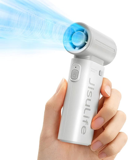 JISULIFE Portable Handheld Fan Life9, Turbo Power High Speed Air [12H Max Cooling Time], 5 Gear Wind, 3600mAh Rechargeable, Mini Pocket Design, Personal Fan for Travel Concerts Camping Makeup - Grey