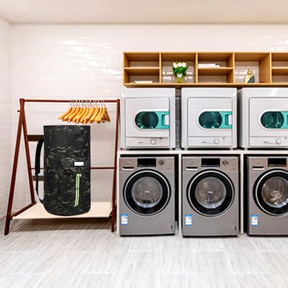 laundry bag backpack,extra-large heavy duty laundry bags,laundry backpack for college students,drawstring closure (Black CP)