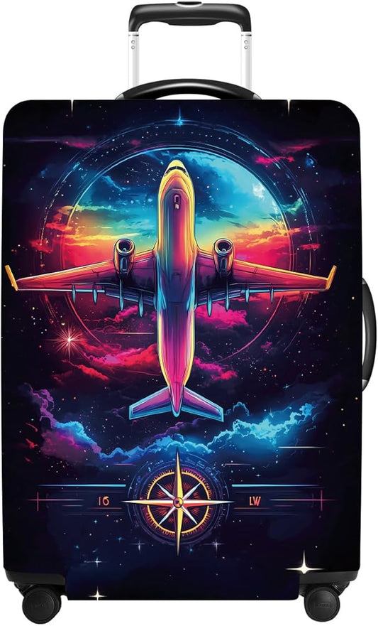 Luggage Cover Washable Suitcase Protector Anti-scratch Suitcase cover Fits 20-34 Inch Luggage (Aircraft, L(28-30inch suitcase))