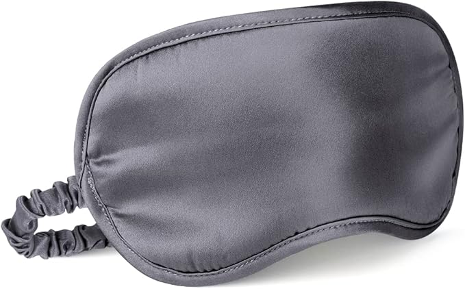 LULUSILK Mulberry Silk Sleep Eye Mask Blindfold with Elastic Strap Headband, Soft Eye Cover Eyeshade for Night Sleeping, Travel, Nap (Charcoal Gray)