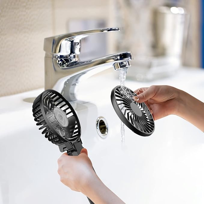 HandFan 5200mAh Portable Fan Handheld, 6 Speeds Hand Held Fan 180° Foldable Personal, Battery Operated USB Rechargeable, Handle Separate Design for Travel/School/Outdoors/Indoors (6 Speeds Black)